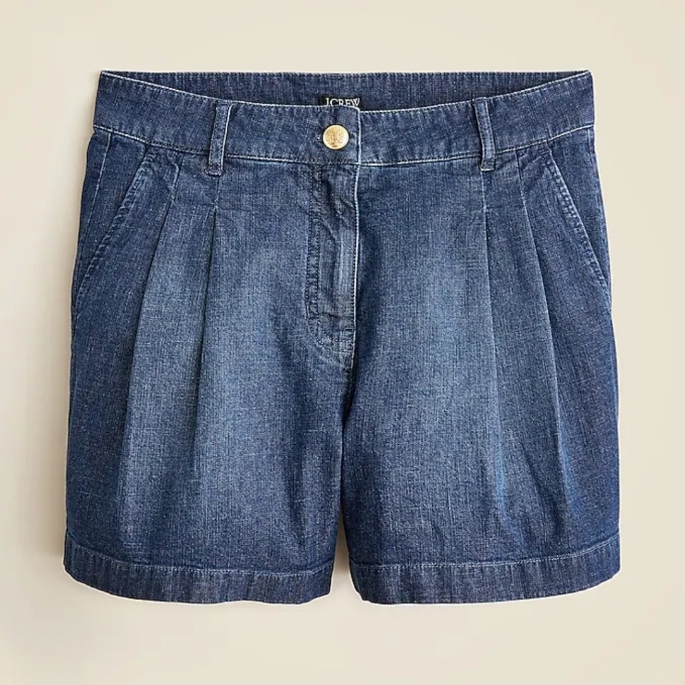 J.Crew Pleated Short in Drapey Denim